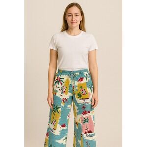 NWT True Destinations Tropical Print Palazzo Pants‎ Wide Leg Beachy Resort Small